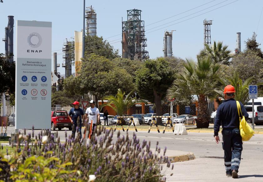 The entrance of the national oil company ENAP is seen in Concon, Chile January 15, 2019. REUTERS/Rodrigo Garrido