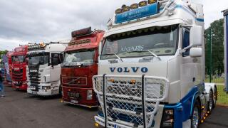 Engure, Latvia - 07.12.2025: Volvo trucks in truck exhibition