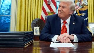 President Donald Trump speaks with reporters as he signs executive orders in the Oval Office at the White House, Monday, Feb. 10, 2025, in Washington. (Photo/Alex Brandon)
