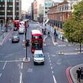Farringdon Road from Holborn Viaduct, London, England