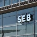 Vilnius, Lithuania - April 02: SEB bank logotype on the wall in Vilnius on April 02, 2019. SEB Bank Is Commercial Bank Of Lithuania, Subsidiary Of Swe