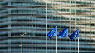 EU flags in front of European Commission