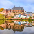 Saarburg, Germany. Old town on the hills of Saar river valley.