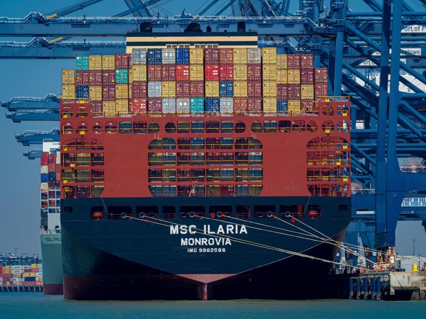MSC ILARIA at Felixstowe Port in the UK. Built in 2024 the Ilaria is currently sailing under the flag of Liberia.