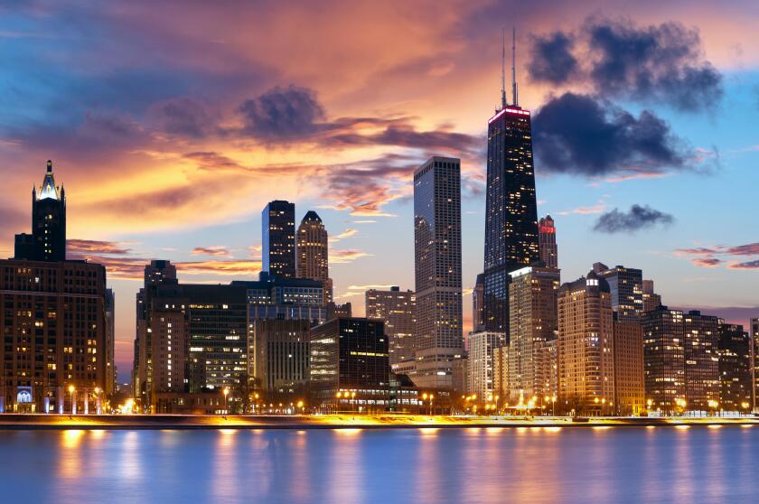 Chicago Skyline. Chicago downtown skyline at dusk.