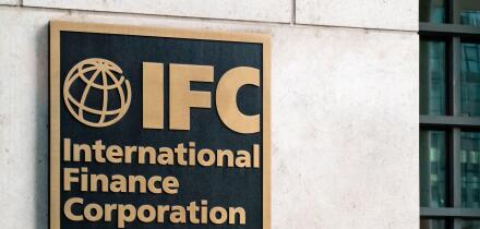 Sign outside of the International Finance Corporation, IFC, part of the World Bank Group.