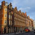 London, England - February 28, 2019: Classic buildings at Wigmore Street in the westend in late sunlight