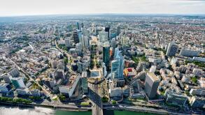 Aerial View of the Financial District La Defense, Paris France